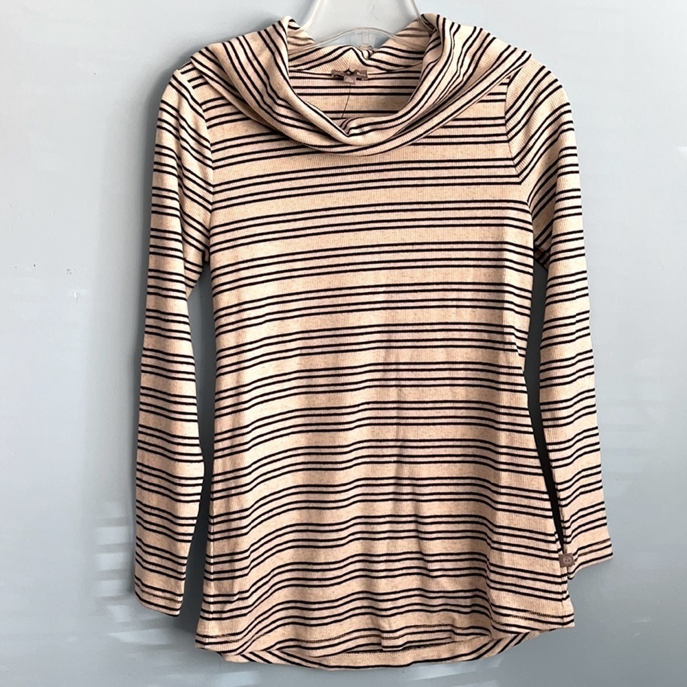 𝅺new Talbots Black Beige Stripes Cowl Neck Top US MP